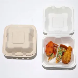 Disposable Meal Prep Sugurcane Containers Fast Food Takeaway Container Bagasse Packaging