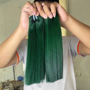 Paquetes de Cabello Humano 100% Natural con Cutícula Alineada, Liso Extremo, Todos los Colores, Color Verde, Doble Trama, Grado Superior, Cabello Virgen Vietnamita - Product Image 4