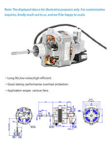 220v-240v 50hz/60hz संधारित्र मोटर एकल-चरण 50-65w 800-2200 आरपीएम कम शोर औद्योगिक वर्ग इलेक्ट्रिक फ्लोर पंखे मोटर - Product Image 3