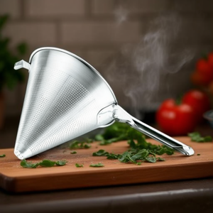 Colino conico in acciaio inossidabile, setaccio da cucina perforato per cucinare, resistente - Product Image 3