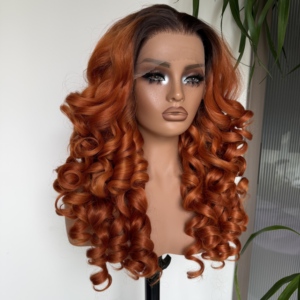<span class=keywords><strong>Parrucche</strong></span> Afro Ricci Latisha Hot Selling, Biondo Acqua Profondo, Senza Colla, Onde e <span class=keywords><strong>Parrucche</strong></span> Sintetiche HD Lace Frontal per Donne Nere - Product Image 4