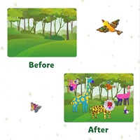Kit d'activités artistiques en feuille d'aluminium sur le thème des animaux pour enfants, Ensemble d'activités de peinture par transfert magique, Projet artistique DIY sans désordre sur le thème des animaux de la jungle