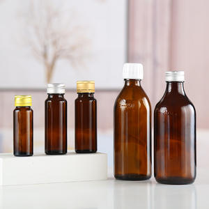 ขวดแก้วเปล่าใส่ยาเม็ดสีเหลืองอำพันขวดแก้วใส่ของเหลวทางปากขวดแก้วใส่น้ำพร้อมฝาปิด - Product Image 5