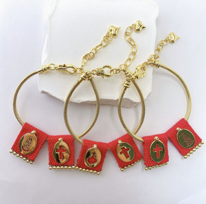 Pulsera <span class=keywords><strong>de</strong></span> dijes trenzada a mano <span class=keywords><strong>de</strong></span> moda, pulsera <span class=keywords><strong>de</strong></span> dijes con forma <span class=keywords><strong>de</strong></span> Virgen María, San <span class=keywords><strong>Benito</strong></span>, religión/<span class=keywords><strong>cruz</strong></span>/corazón - Product Image 2