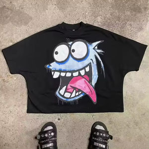 Camisetas recortadas de lujo Boxy 100% algodón Y2K camisetas gráficas impresas Streetwear camisetas de hombre de alta calidad - Product Image 5