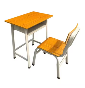 Ensemble de bureau et chaise pour étudiants en bois orange, moderne, économique et durable, idéal pour les salles de classe et les centres de tutorat - Product Image 1