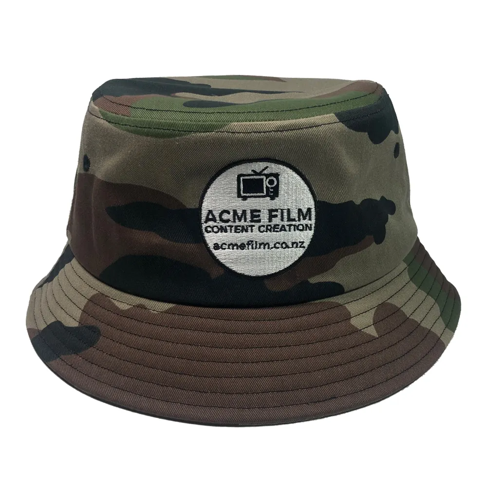 Hombres táctico impreso senderismo pescador boonie bordado ala ancha protección solar algodón lavabo gorras personalizado camuflaje cubo sombreros