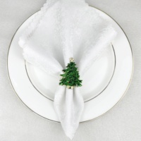 Anneaux de serviette arbre de noël vert méta pin