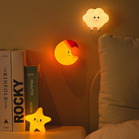 Mini veilleuse à LED, étoile, lune et nuage, à intensité variable, rechargeable, pour chambre à coucher, applique murale décorative, cadeau mignon pour enfants