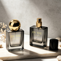 Flacon de parfum pour homme OEM, nouveau design, 50 ml, plat, 30 ml, fond épais, translucide, rectangulaire, luxe, écologique, impression sérigraphique