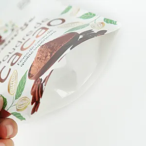 Sacs de poudre de chocolat en poudre de cacao cru naturel biologique avec impression personnalisée