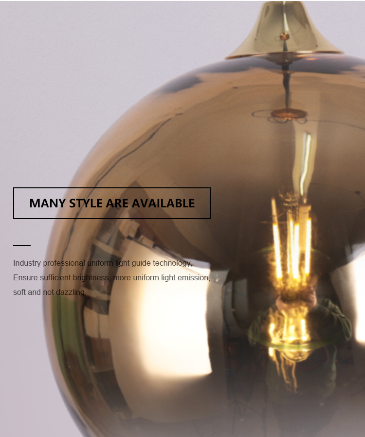 New Design Indoor Decoration Bedroom Dining Room Round E27 Modern Glass Pendant Lamp