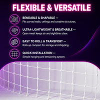 Écran LED volant couleur pleine gamme, angle de vision à 360°, rideau en maille transparente enroulable, affichage publicitaire étanche IP65 pour scène