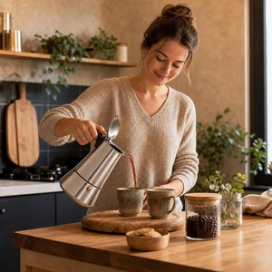 หม้อ<span class=keywords><strong>กาแฟ</strong></span>เอสเพรสโซ่สเตนเลสสตีลกันรอยขีดข่วน ดีไซน์สั่งทำพิเศษสำหรับเตาแก๊ส - Product Image 3