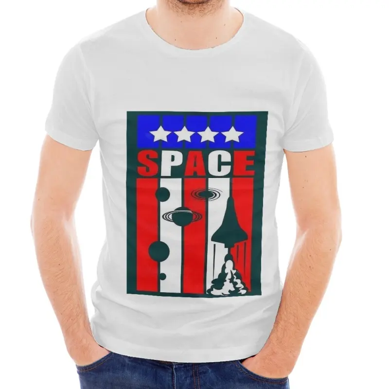 Kemeja bendera Amerika tren mode Jalan kaus nasa Star Wars desain gambar klasik kaus cetak kustom kualitas tinggi pria