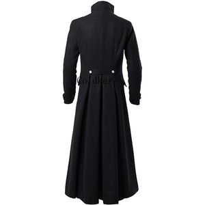 Veste longue vintage médiévale d'Halloween, vêtements pour hommes noirs, gothique steampunk punk, trench-coat pour hommes, surdimensionné, rétro, guerrier, chevalier - Product Image 5