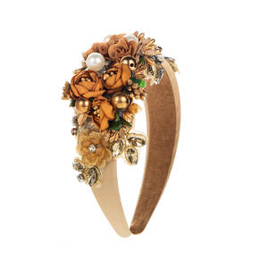 CLARMER नई आगमन यूरोप अमेरिका फैशन महिलाओं के सामान लक्जरी कशीदाकारी कपड़े फूल बारोक Hairbands - Product Image 6