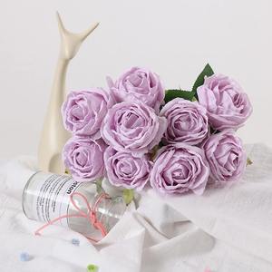 Rose artificielle mini buissons de fleurs tenture murale fleurs rouges décor artificiel fleurs artificielles en silicone - Product Image 5