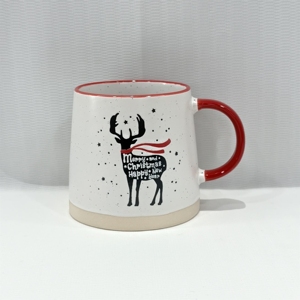 Tazas de Cerámica con Diseño de Reno Navideño, Proveedor Chino al por Mayor, Tazas de Cerámica con Asa Roja, Regalo de Navidad - Product Image 4