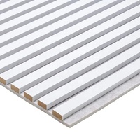 Panneau acoustique moderne Akupanel à 3 faces Panneaux muraux acoustiques en bois blanc beige PET Panneau acoustique en bois à lattes MDF plaqué PVC sur 3 côtés