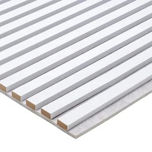 Panneau acoustique moderne Akupanel à <span class=keywords><strong>3</strong></span> faces Panneaux muraux acoustiques en bois blanc beige PET Panneau acoustique en bois à lattes MDF plaqué PVC sur <span class=keywords><strong>3</strong></span> côtés - Product Image 3