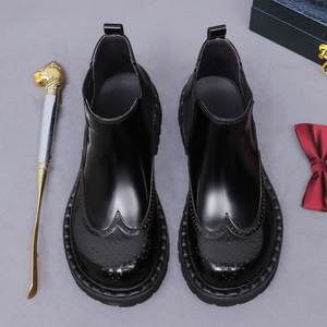 British-style business handmade retro men's shiny leather shoes with thick soles made of cowhide - Product Image 4