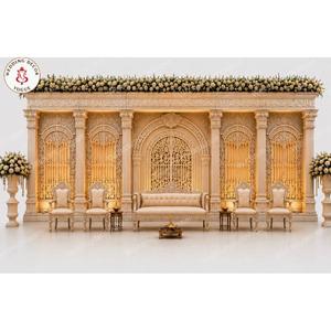 Traditional Indian Fiber Mandap <b>Wedding</b> Stage Setup with Elegant Reception Decoration for <b>Wedding</b> Ceremony Backdrop <b>Ornamental</b> - Product Image 3