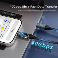 Kabel Tipe C 240W 40Gbps 8K 16K 60Hz Transfer Cepat Kabel Data Video 4K Dengan Layar Digital LED USB4.0 untuk Laptop