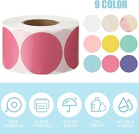 Autocollants thermiques circulaires de 2 pouces, autocollants ronds colorés autocollants pour imprimante thermique directe, pour étiquettes de nom DIY, cartes cadeaux