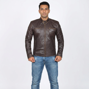 Customized Men's <b>Winter</b> Hooded Genuine <b>Leather</b> Breathable <b>Jacket</b> with Vintage Style High Quality - Product Image 1