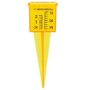เครื่องวัดความชื้นในดินสำหรับทำสวน พร้อมมาตรวัดปริมาณน้ำฝนแบบใสสีเหลือง ทำจากพลาสติกสำหรับใช้งานกลางแจ้ง เครื่องมือวัดปริมาณน้ำสำหรับสวนและสนามหญ้า - Product Image 4