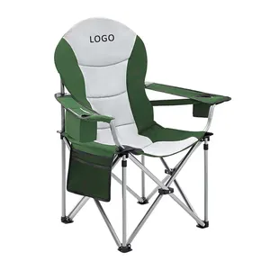 쿨러 백과 요추 등받이가있는 대형 완전 패딩 접이식 편안함 휴대용 캠핑 의자