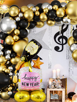 1set 3D Base Champagner Neujahr Schwarz gold Aluminium Film 3D Base Party Dekoration Ballon Neujahr Dekoration Ballon