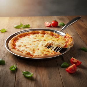 Sartén para Pizza y Huevos de Acero Inoxidable 304 de 28 cm con Diseño Ahorrador de Espacio, Grosor de 2.2 mm, Tipo Panal, Comercial - Product Image 3