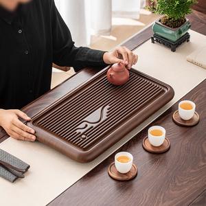 Plateau à thé haut de gamme en dalle de pierre de grande taille avec sortie d'eau, style rétro, drainage automatique, table de préparation à sec, favorise la distribution. - Product Image 2