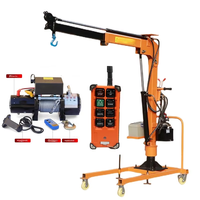 Mini-grue hydraulique mobile à rotation simple avec système de levage et d'abaissement cantilever pour chargement et déchargement sur camion
