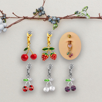Clip sur nombril anneau faux nombril Piercing bijoux cerise ventre Piercing Non Piercing corps bijoux pour femmes