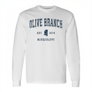 T-shirt a maniche lunghe con stampa Olive Branch Mississippi Vintage Sports Navy - Product Image 2