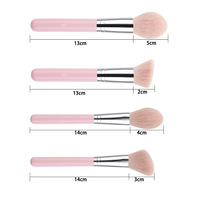 Kuas Makeup Mewah Warna Pink 7pcs 14pcs Logo Sintetis Vegan Set Kuas Makeup Profesional Label Pribadi Brochas De Maquil