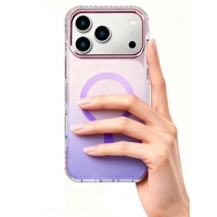 Étui de téléphone magnétique à dégradé minimaliste moderne pour iPhone 16 Pro Max, protection contre les chutes, coque en acrylique antichoc, esthétique métallique