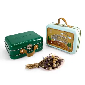 JYB定制化妆/鲜花/食品储存/玩具金属锡罐铰链礼品包装锡盒，带皮带手柄
