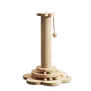 Poste vertical de madera maciza para rascar gatos, marco de escalada mejorado Sisal para gatos, tocadiscos integrado, juguete para gatos, entretenimiento para aliviar el aburrimiento - Product Image 1