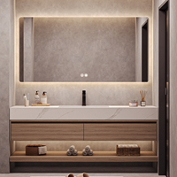 Meuble de rangement mural avec tiroirs intégrés, lavabo en céramique et ensemble de meubles de salle de bain – Meilleures ventes
