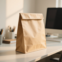 Sac en papier kraft personnalisable à fond carré, support de logo dégradable écologique pour emballage à emporter, salade de sushi épaissie