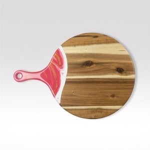 Planche à découper ronde en bois d'acacia de 12 pouces de qualité supérieure avec poignée, planche de cuisine multifonctionnelle pour les cadeaux d'affaires et promotionnels - Product Image 5