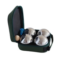 Lot de 4 boules de pétanque en acier argentées avec sac de transport en nylon personnalisé pour le plaisir en extérieur et au jardin