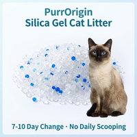 Arena para Gatos de Gel de Sílice Biodegradable y Ecológica, Se Puede Descargar por el Inodoro, Cambio en 7 Días, Sin Recogida Diaria, Poderosa Absorción, Mezcla Azul Cristal