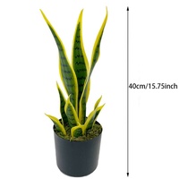 40 cm Agave Schlangenpflanze Künstliche Grün-Gelbe Sansevieria Aloe Vera Topfpflanze für Innenräume Heimdekoration Grünpflanze