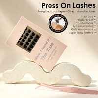 Extensions de cils à presser courbées effet naturel, pré-collées, marron, pour comptoir de beauté, emballage en gros, taille personnalisée, approvisionnement Europe B2B