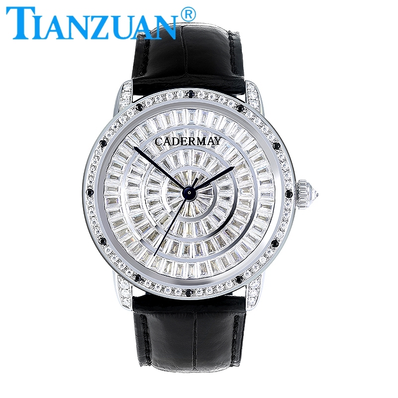 Full Moissanite baguette Wrist Luxury Watch for Men Mechanical Wrist Watch D White VVS Moissanite Men Jewelry Watch